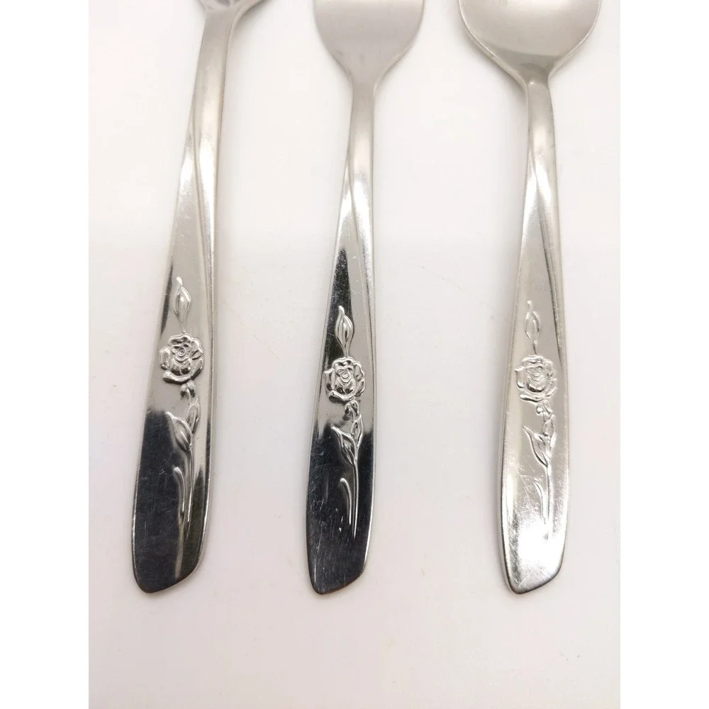 Oneida Rogers Sweet Briar Rose Flatware Set 6pc Silver Stainless Floral Design